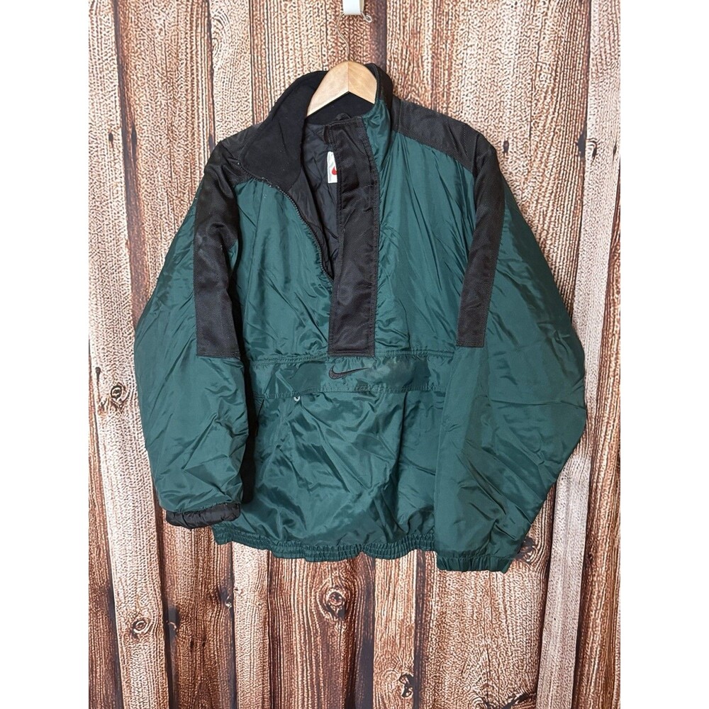 Nike Vintage Green/Black 1/2 Zip Insulated Jacket Made in Hong Kong Mens Large